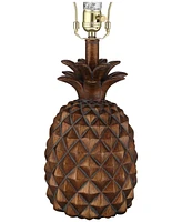 Paget Coastal Tropical Style Accent Table Lamp 23.75" High Pineapple Brown Oatmeal Fabric Tapered Drum Shade Decor for Living Room Bedroom Beach