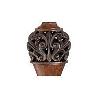 Exeter Traditional Style Table Lamps 30" Tall Full Size Set of 2 Bronze Wood Carved Leaf Creme Rectangular Bell Shade Decor for Living Room Bedro