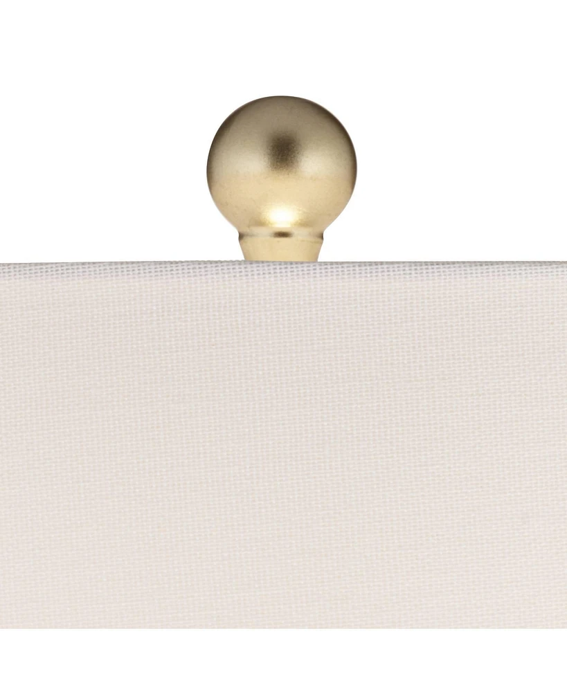 Nesbit 25" High Mid Century Modern Table Lamps Set of 2 Usb Port White Gold Ceramic Metal Fabric Shade Living Room Charging Bedroom Bedside Night