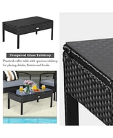 8PCS Patio Rattan Furniture Set Garden Deck