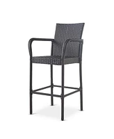 Grey Wicker Outdoor Barstools (Set of 2) Modern Style, Durable Construction