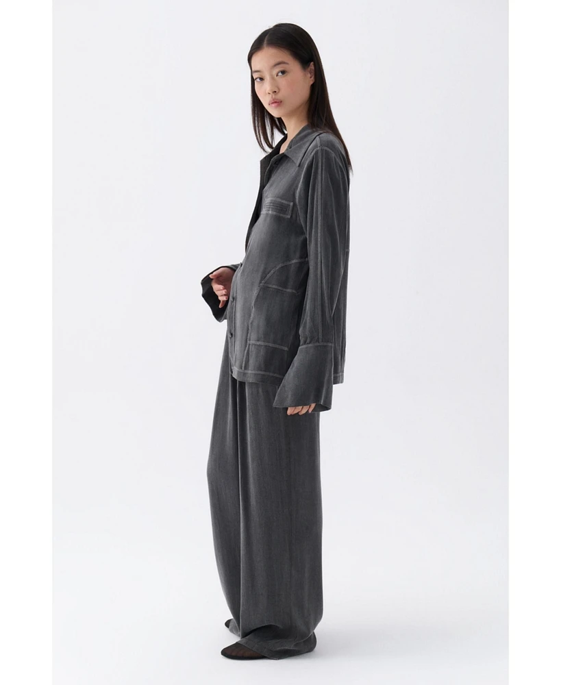 Nocturne Women's Contrast Topstitched Shirt