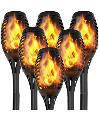 6-Pack Waterproof Flame Solar Torch Light