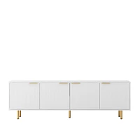 Classic Grooved Tv Cabinet with Stylish White Texture and Ample Storage