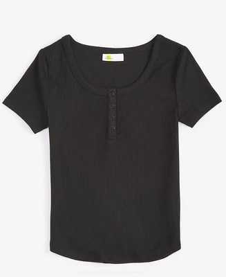 Epic Threads Little & Big Girls Short-Sleeve Ribbed Henley Top, Created for Macy's