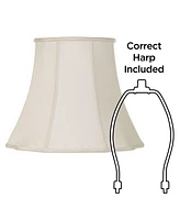 Set of 2 Bell Lamp Shades Cream Curve Cut Corner Large 11" Top x 18" Bottom x 15" High Spider with Replacement Harp and Finial Fitting - Springcrest