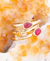 Barse Stackable Genuine Yellow and Red Agate Ring Set