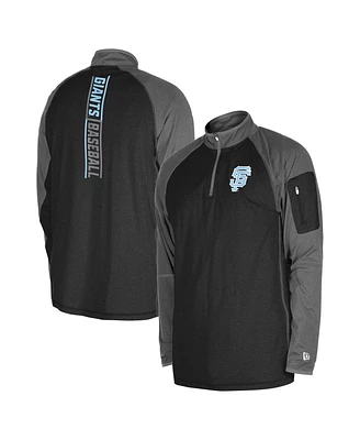 New Era Men's Black San Francisco Giants Father's Day Raglan Quarter-Zip Top