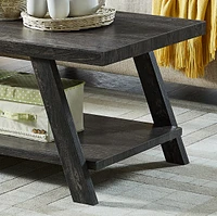 Replicated Wood Shelf Coffee Table in Charcoal Finish