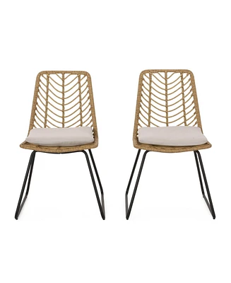 Stylish Wicker Dining Chair Set with Water-Resistant Cushions