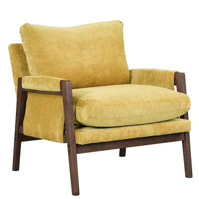 Mid-Century Modern Velvet Accent Armchair, Yellow