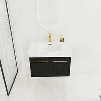 Modern Bathroom Vanity Unique Resin Sink, Soft Close Hinges, Durable Plywood