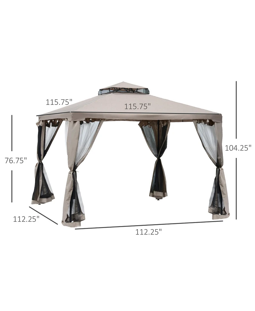 Uv-Resistant Outdoor Canopy Gazebo with Mesh Walls for Sun and Bug Protection