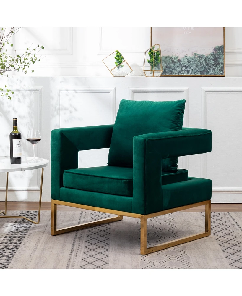 Contemporary Upholstered Accent Arm Chair, Green