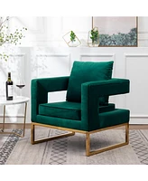 Contemporary Upholstered Accent Arm Chair, Green