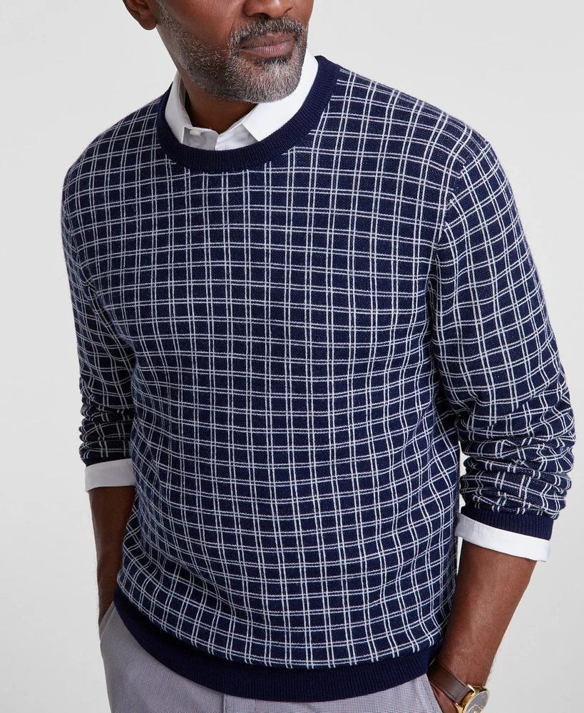Club Room Men's Clean Check Merino Sweater, Created for Macy's