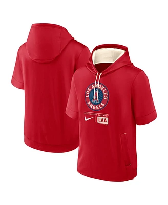 Nike Men's Red Los Angeles Angels City Connect Color Block Short Sleeve Pullover Hoodie