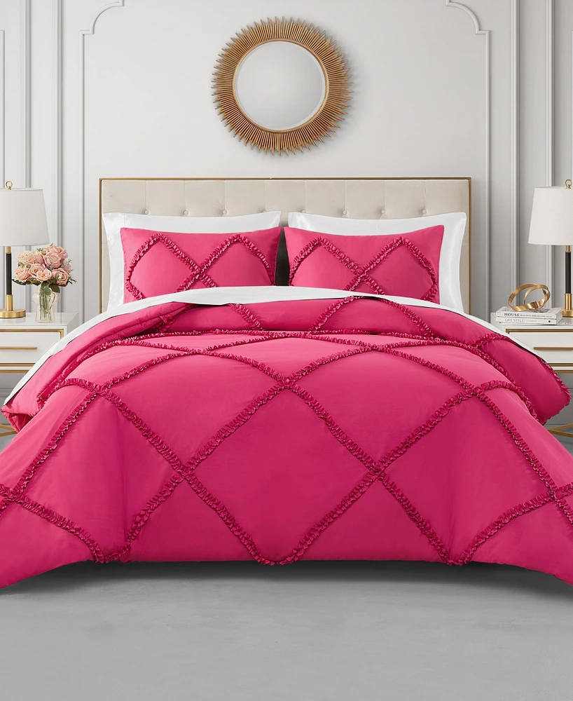 Juicy Couture Diamond Ruffle 3 Piece Reversible Comforter Set