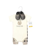 Hudson Baby Boys Unisex Cotton Essentials Bodysuit, Pants, and Shoes 3Pk