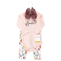 Hudson Baby Girls Long Sleeve Bodysuit, Pants and Shoe
