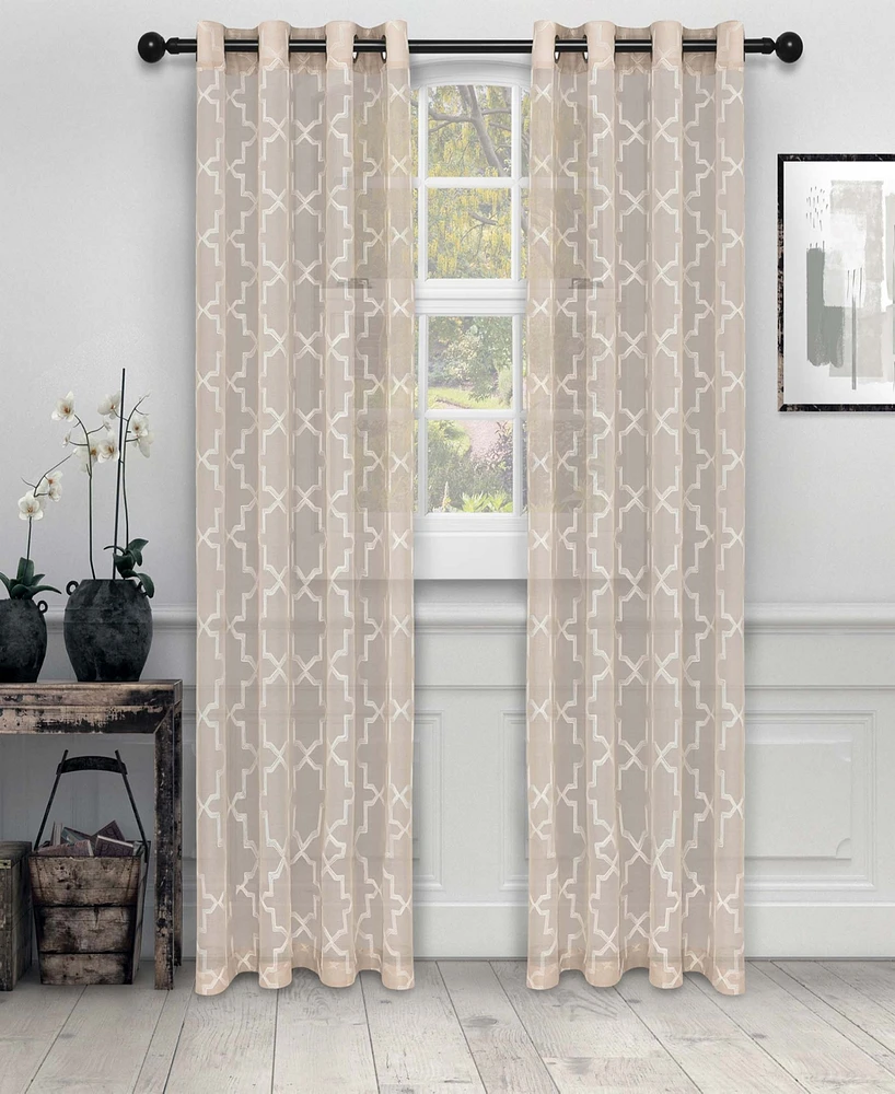 Superior Quatrefoil Modern Geometric Window Curtain Panel Set with Grommet Header