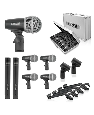 5 Core Professional Drum Mic Kit 7 Piece Tom Snare Kick set Xlr Wired Dynamic Microphone Set for Studio and On-Stage Live Use