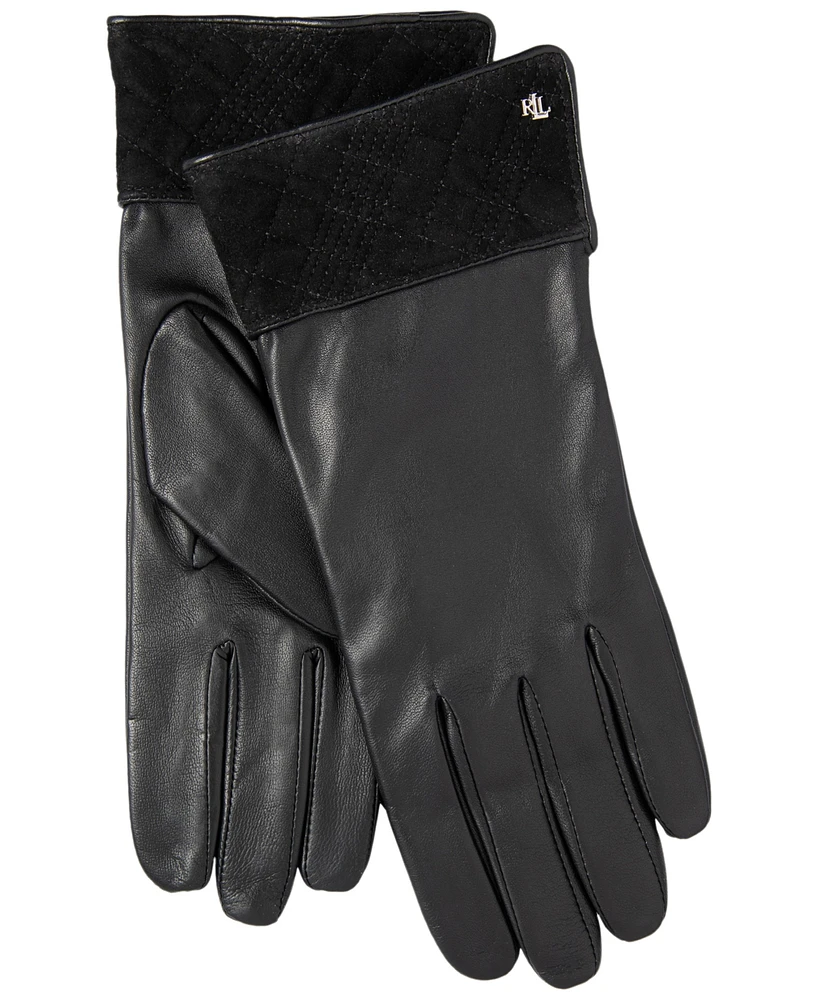 Lauren Ralph Lauren Suede Plaid Cuff Gloves