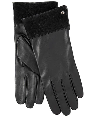 Lauren Ralph Lauren Suede Plaid Cuff Gloves