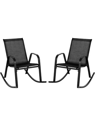 2 Pce Patio Rocking Chair Heavy-Duty Metal Rocker Outdoor Anti-Slip