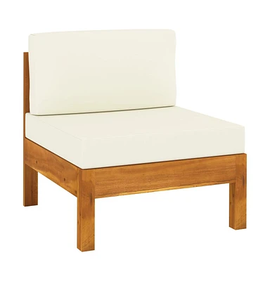 vidaXL Middle Sofa with Cream White Cushions Solid Acacia Wood