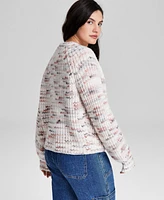 And Now This Women's Flecked-Knit Raglan-Sleeve Cardigan