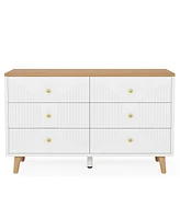 Tribesigns 6 Drawer Dresser, 47 inch Modern White Dresser for Bedroom, Wide Large Double Dresser Wood Storage Organizer Chest of Drawers for Closet Li