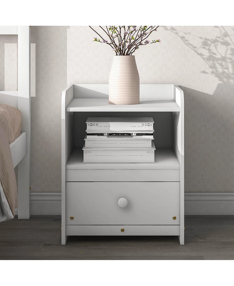Twin Bed With Headboard And Footboard For Kids, Teens, Adults, With A Nightstand