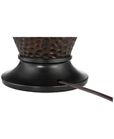 Cody Modern Industrial Rustic Table Lamps 26" High Set of 2 Hammered Oiled Bronze Brown Oatmeal Linen Drum Shade for Living Room Bedroom House Be