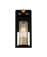 Stiffel Ramos 11 1/2" High Black and Brass Wall Sconces Set of 2
