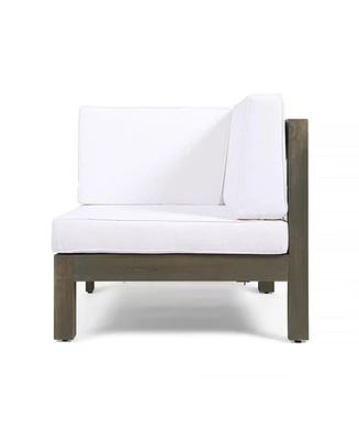 Acacia Wood Sectional Sofa Set with Water Resistant Cushions