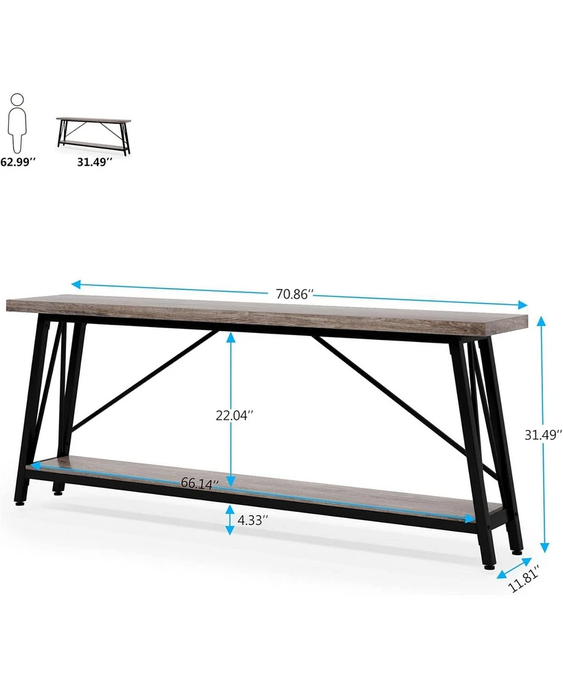 Tribesigns 70.9 Inches Extra Long Sofa Table Behind Couch, Industrial Entry Console Table for Hallway, Entryway, Living Room