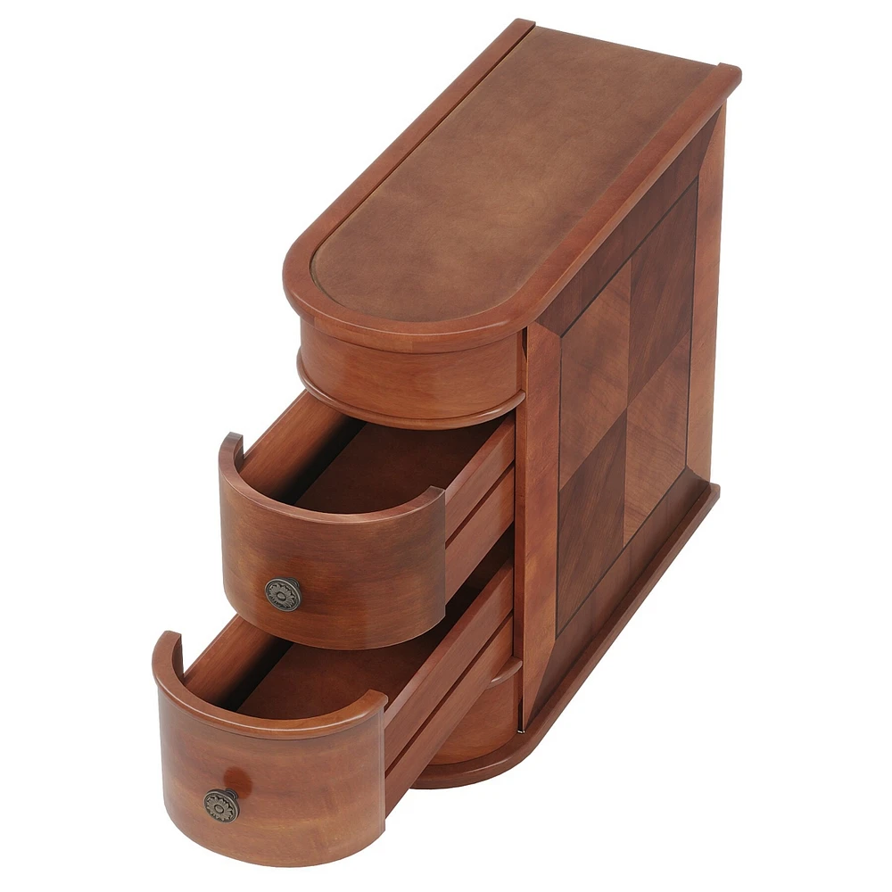 Tribesigns Solid Wood Side Table, 2-Drawer Narrow End Table Slim Chair Side Table, Bedside Tables, No Assembly Required, Finished Back, Walnut