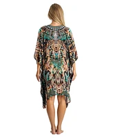 La Moda Clothing Women's V-neck Short Kaftan Dress
