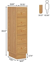 Tribesigns 5-Drawer Dresser, Wood Narrow Dresser for Bedroom, Tall Skinny Dresser Chest of Drawers, Slim Storage Drawers Organizer Lingerie Chest for