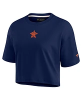 Fanatics Women's Navy Houston Astros Elements Super Soft Boxy Cropped T-Shirt
