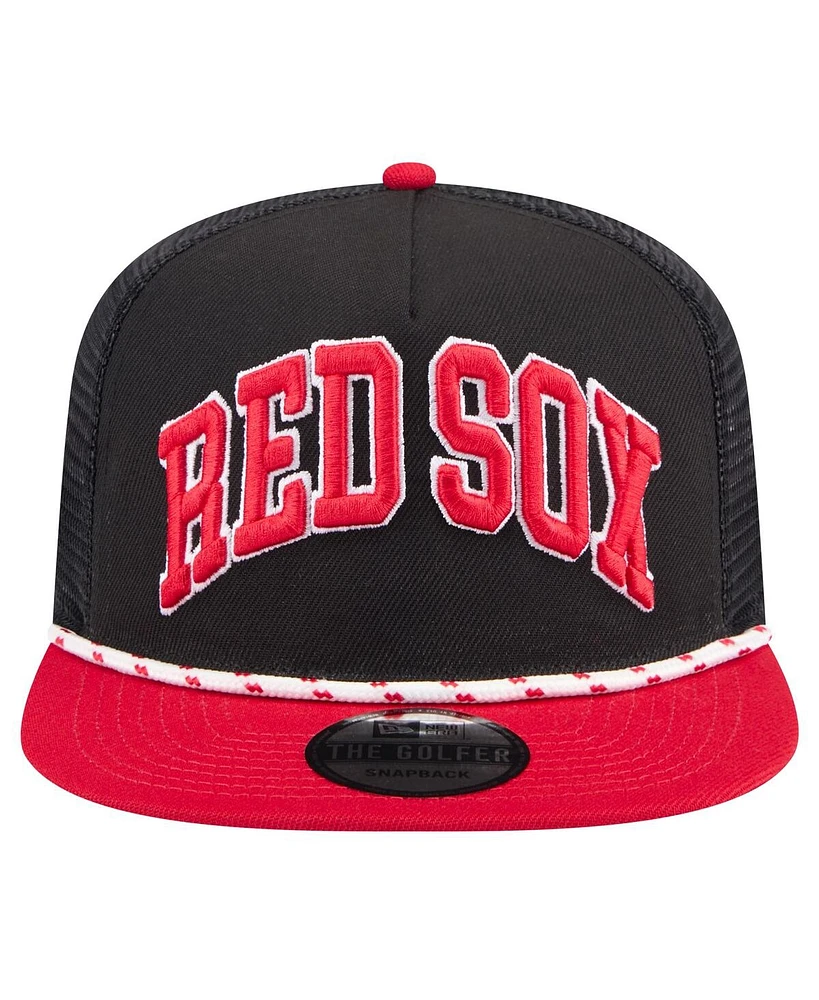 New Era Men's Black Boston Red Sox Throwback Meshback Golfer Hat