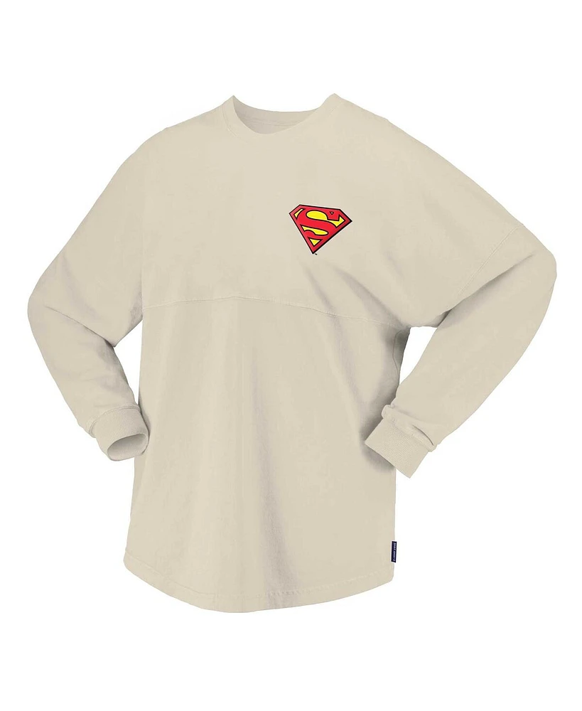 Spirit Jersey Men's and Women's Cream Superman Oversized Long Sleeve T-Shirt