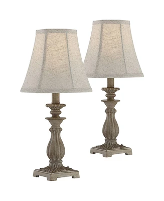 Regency Hill Cali Traditional Vintage Accent Table Lamps 19" High Set of 2 Antique Beige Off-White Bell Shade Candlestick for Living Room Bedroom Hous