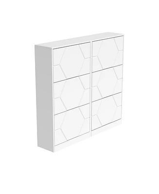 6-Tier Carved Shoe Cabinet for Entryway, White
