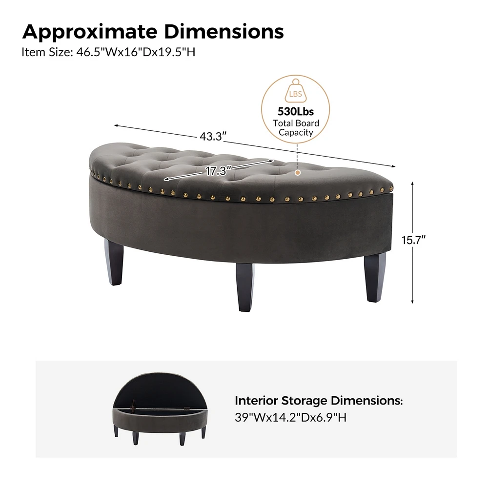 Hulala Home Anacleto Modern 43.3" Wide Bedroom Bench with Solid Wood Legs