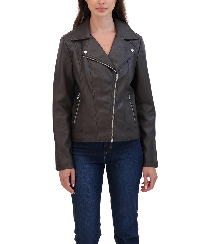 Sebby Collection Women's Faux Leather Biker Jacket