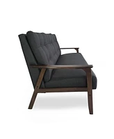 Athena Waffle Stitch Tufted Sofa With Rubberwood Legs