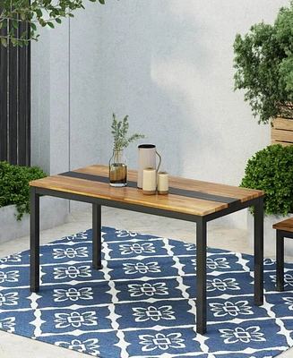 Streamdale Furniture Modern Industrial Acacia Wood Dining Table