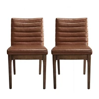 Streamdale Furniture Mid-Century Modern Dining Chair Set With Channel Stitching And Splayed Legs